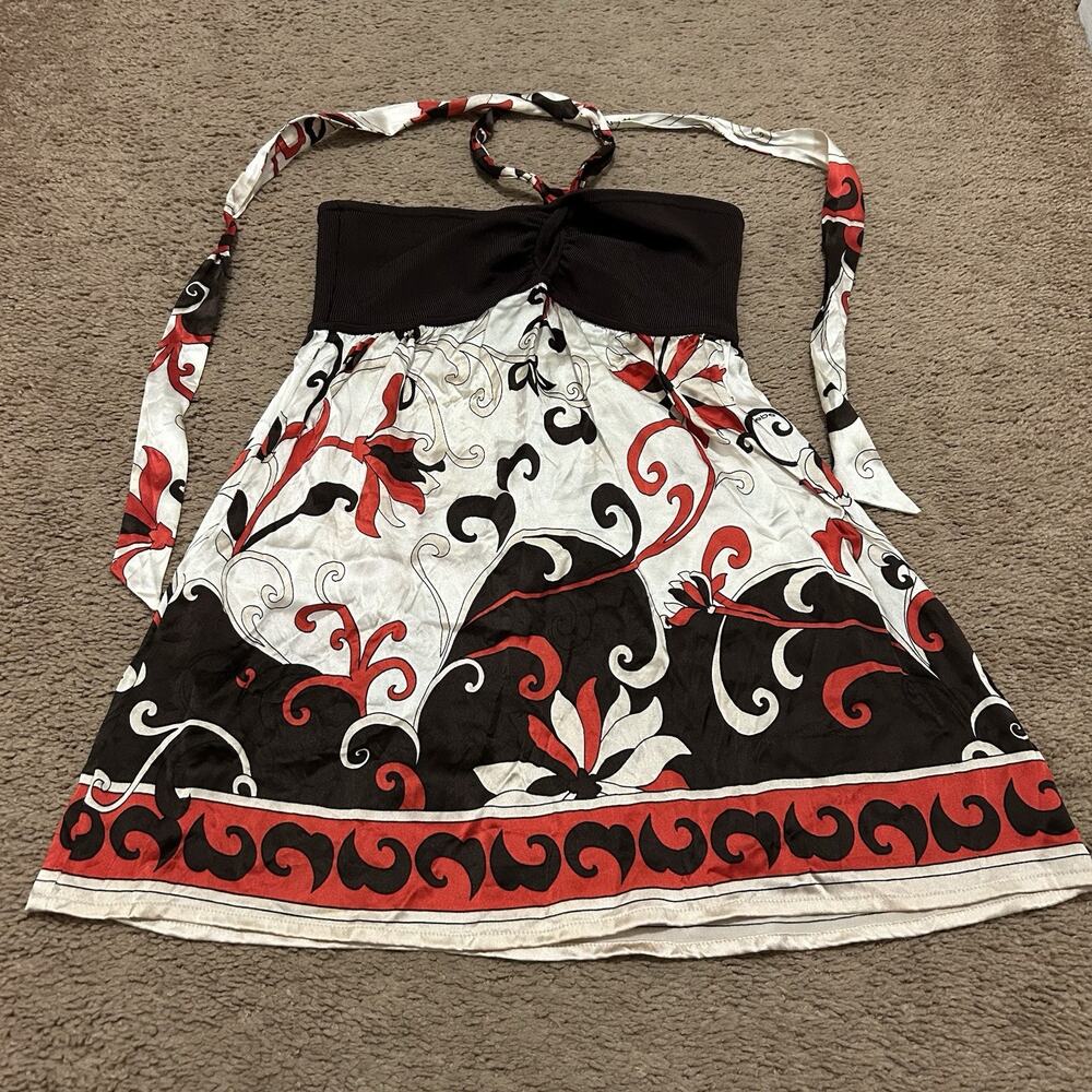Vintage Bebe Silk Halter Top Size Small? Y2K *No Size Tag